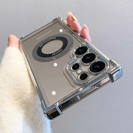 Magnetic Wireless Charge Case – Clear Lens Protection for Samsung